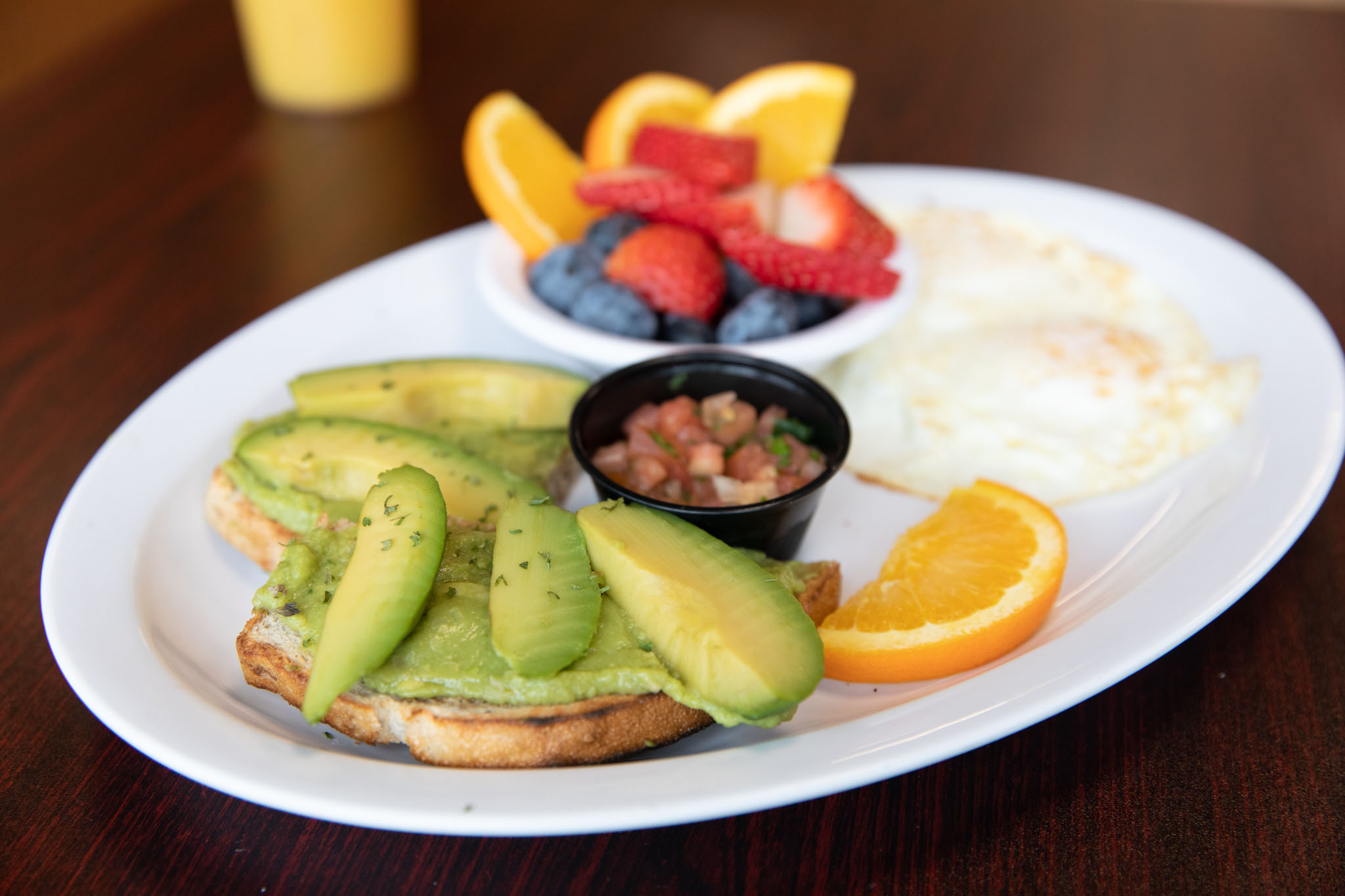Avocado toast with sliced avocado